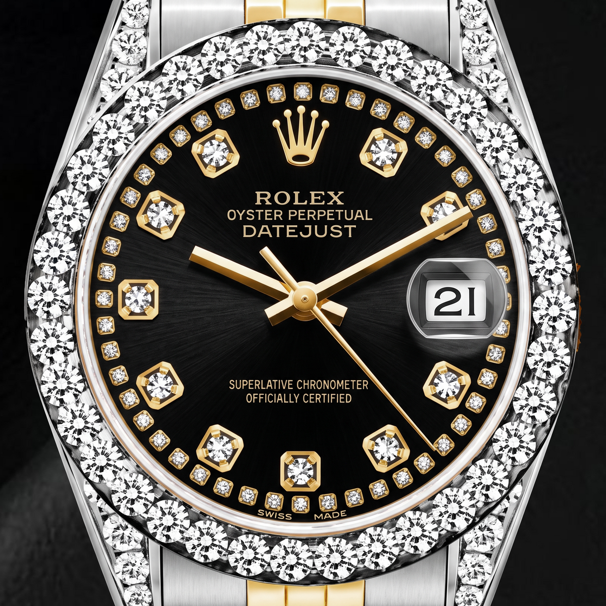 
Rolex Datejust 6917 26mm Black Diamond Dial Black String Diamond Dial Two Tone Watch
