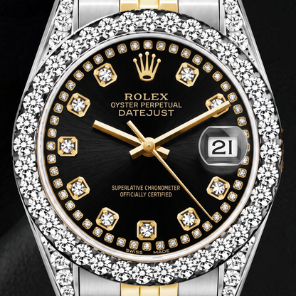 
Rolex Datejust 6917 26mm Black Diamond Dial Black String Diamond Dial Two Tone Watch
