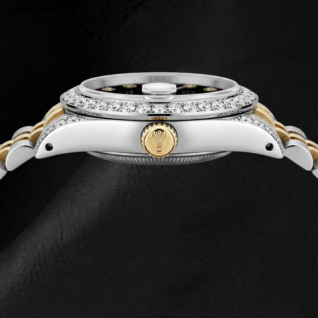 
Rolex Datejust 6917 26mm Black Diamond Dial Black String Diamond Dial Two Tone Watch
