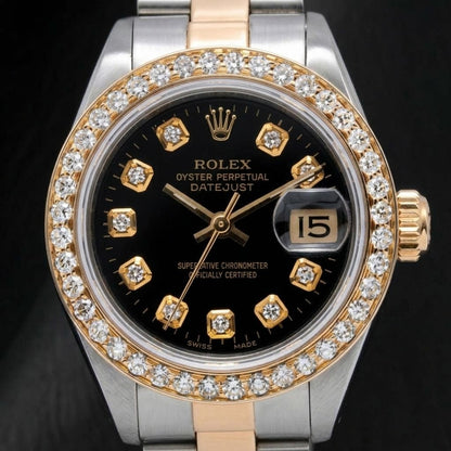 Rolex Datejust 6917 26mm Black Diamond Dial Two Tone Watch
