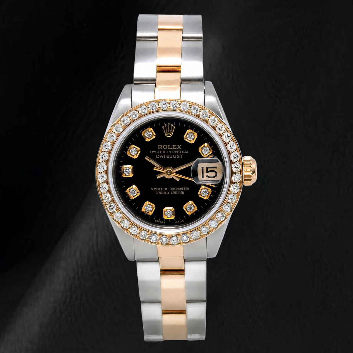 Rolex Datejust 6917 26mm Black Diamond Dial Two Tone Watch