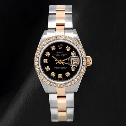 Rolex Datejust 6917 26mm Black Diamond Dial Two Tone Watch