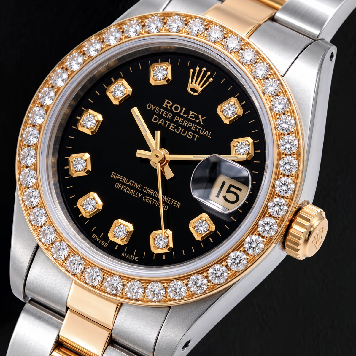 Rolex Datejust 6917 26mm Black Diamond Dial Two Tone Watch