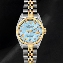 Rolex Datejust 6917 26mm Blue Mother of Pearl Diamond Dial Two Tone Watch