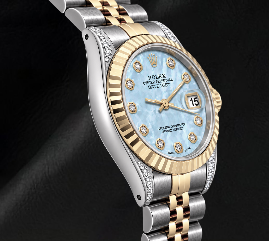 Rolex Datejust 6917 26mm Blue Mother of Pearl Diamond Dial Two Tone Watch