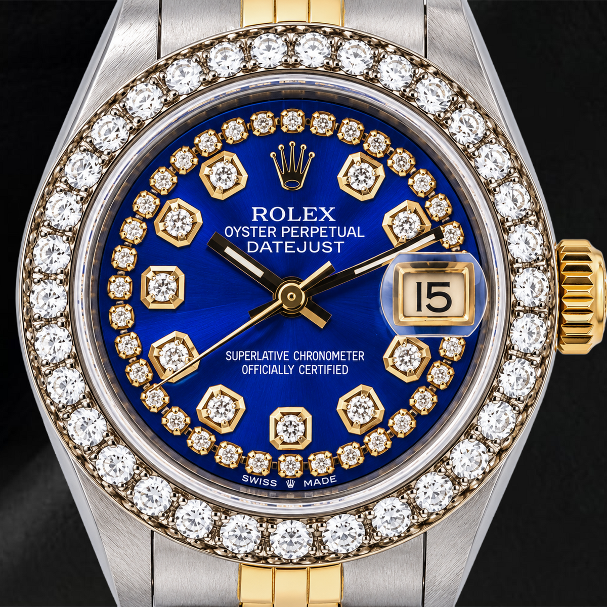 Rolex Datejust 6917 26mm Blue String Diamond Dial Two Tone Jubilee Bracelet Watch