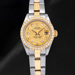 Rolex Datejust 6917 26mm Champagne Diamond Dial Two Tone Oyster Bracelet Watch
