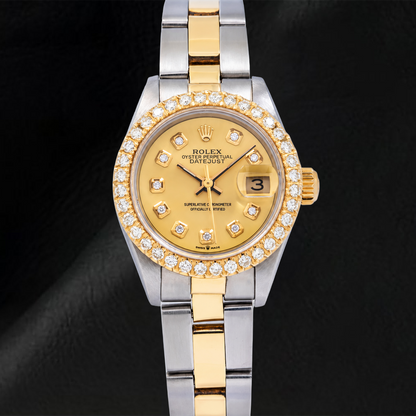 Rolex Datejust 6917 26mm Champagne Diamond Dial Two Tone Oyster Bracelet Watch