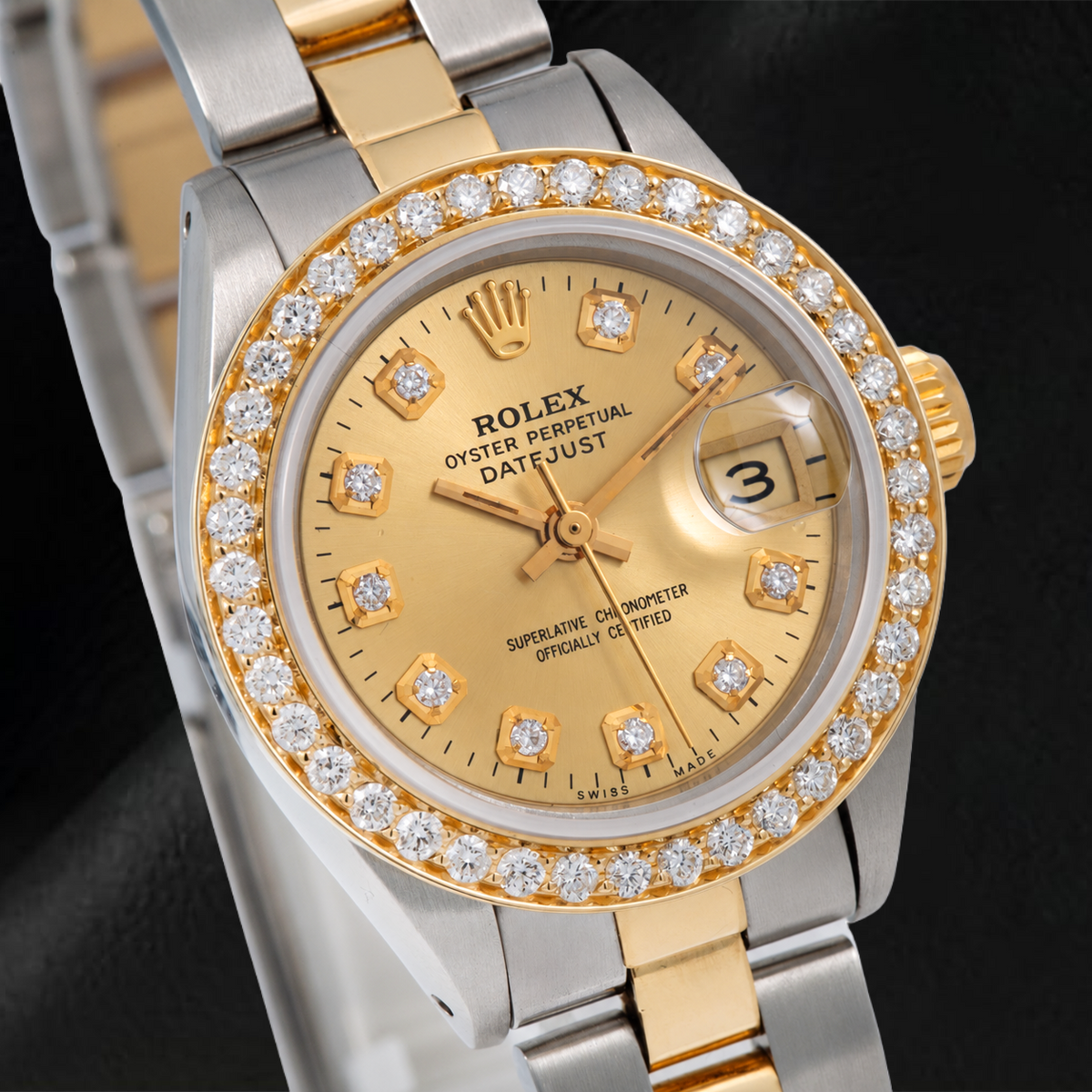 Rolex Datejust 6917 26mm Champagne Diamond Dial Two Tone Oyster Bracelet Watch