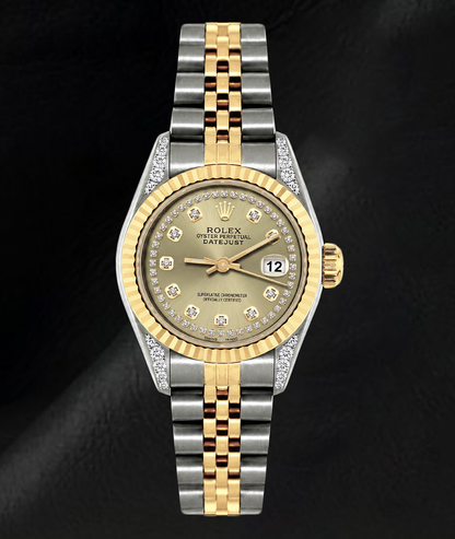 Rolex Datejust 6917 26mm Champagne Diamond Dial Two Tone Watch