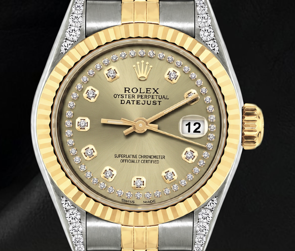 Rolex Datejust 6917 26mm Champagne Diamond Dial Two Tone Watch