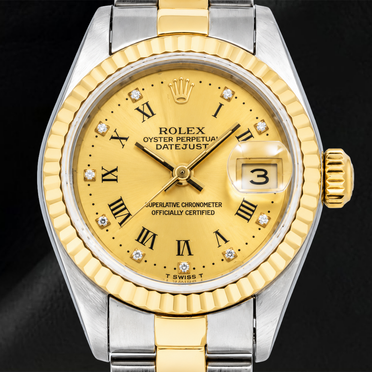 Rolex Datejust 6917 26mm Champagne Roman Diamond Dial Two Tone Oyster Bracelet Watch