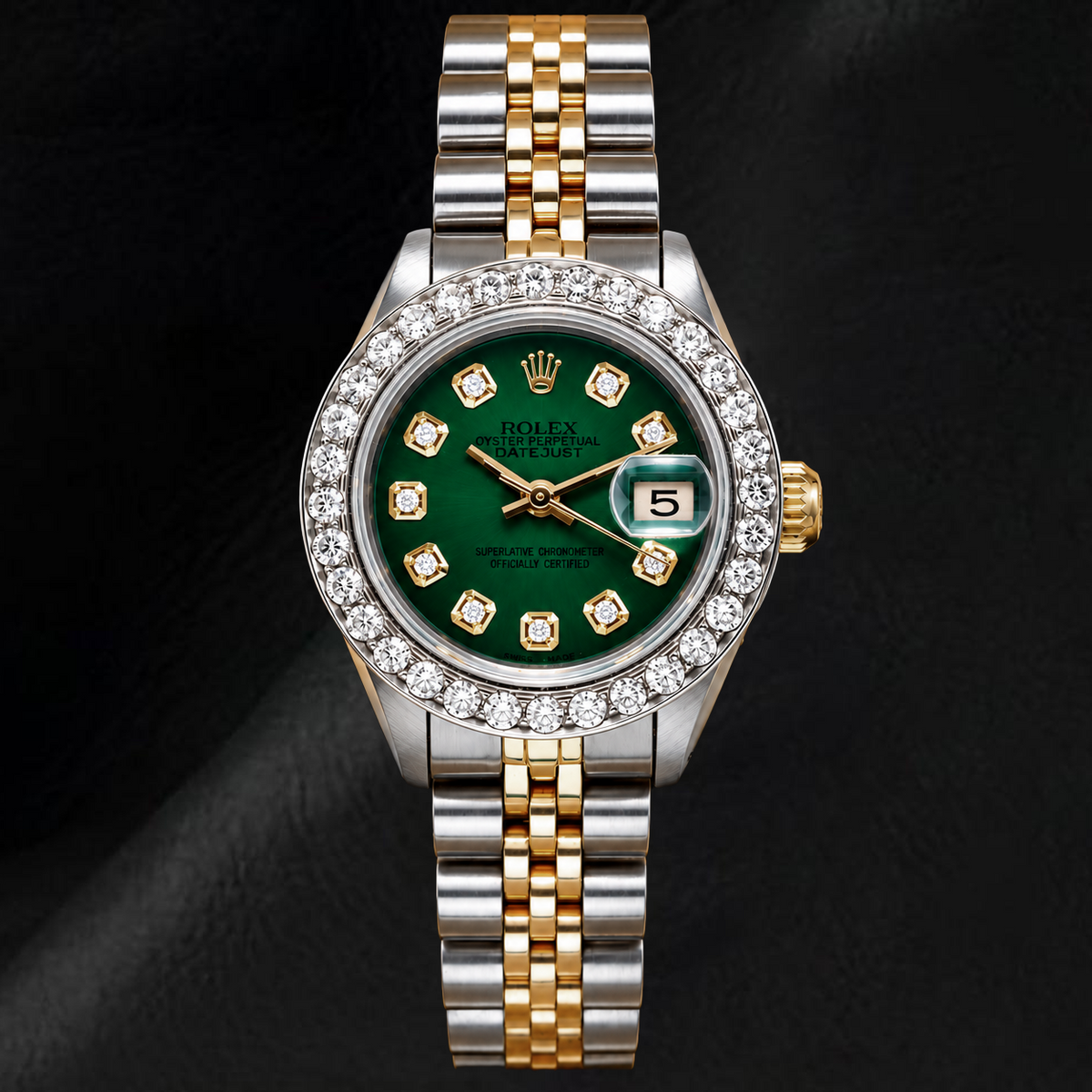 Rolex Datejust 6917 26mm Green Diamond Dial Two Tone Jubilee Bracelet Watch
