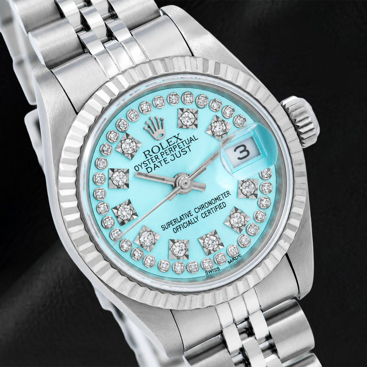 Rolex Datejust 6917 26mm Ice Blue String Diamond Dial Stainless Steel Jubilee Bracelet Watch