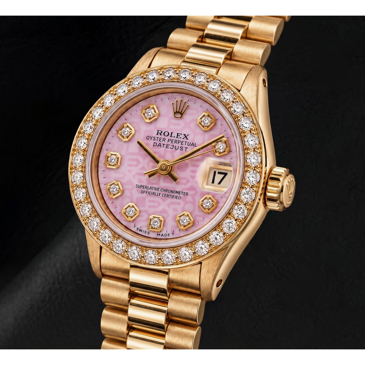 Rolex Datejust 6917 26mm Pink Jubilee Diamond Dial Yellow Gold Watch