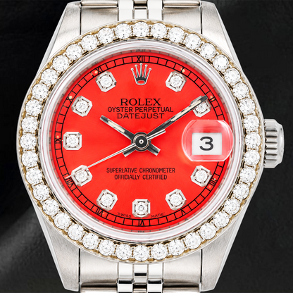 Rolex Datejust 6917 26mm Red Diamond Dial Stainless Steel Jubilee Bracelet Watch