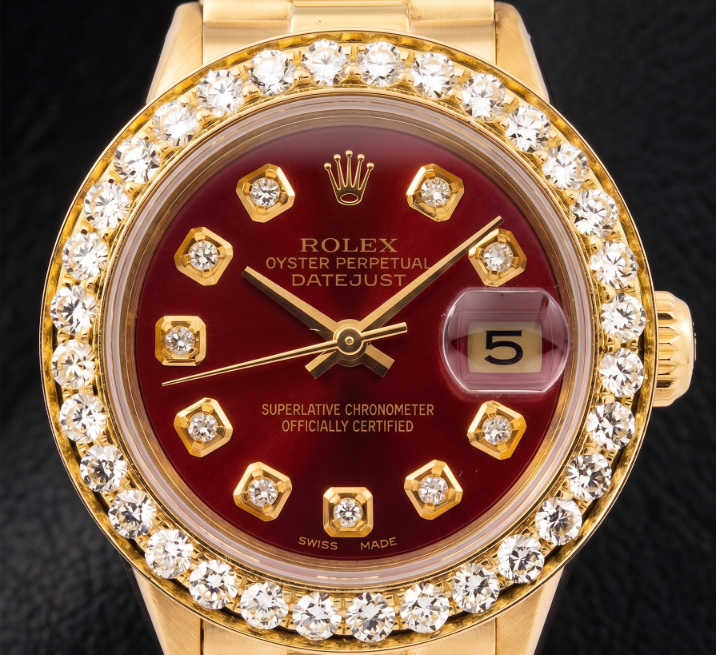 Rolex Datejust 6917 26mm Red Diamond Dial Two Tone Watch