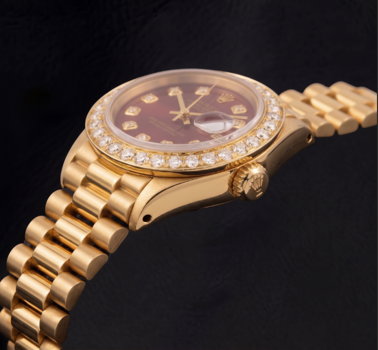 Rolex Datejust 6917 26mm Red Diamond Dial Two Tone Watch