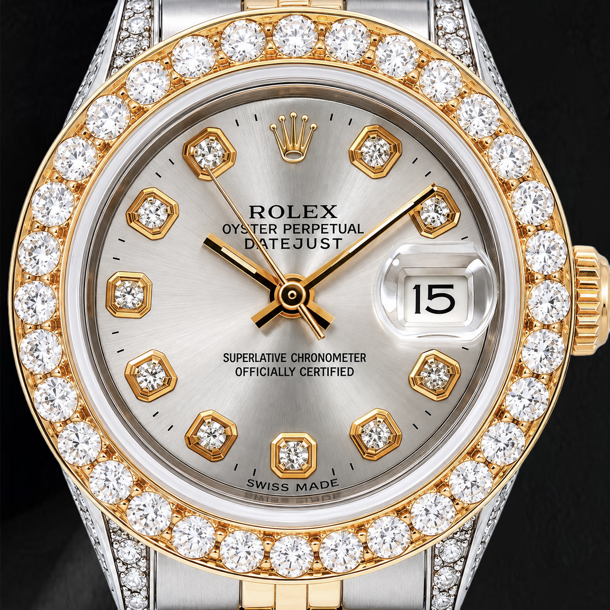 Rolex Datejust 6917 26mm Silver Diamond Dial Two Tone Watch