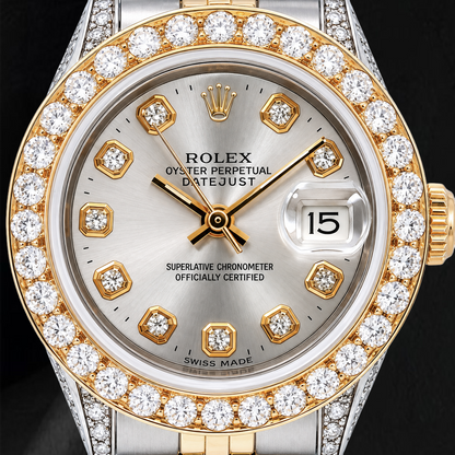 Rolex Datejust 6917 26mm Silver Diamond Dial Two Tone Watch