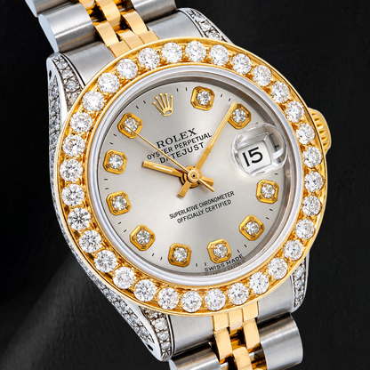 Rolex Datejust 6917 26mm Silver Diamond Dial Two Tone Watch
