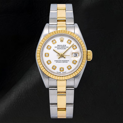 Rolex Datejust 6917 26mm White Diamond Dial Two Tone Oyster Bracelet Watch