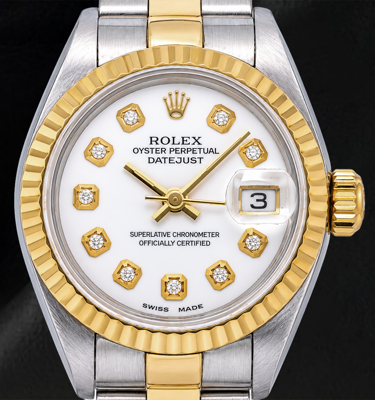 Rolex Datejust 6917 26mm White Diamond Dial Two Tone Oyster Bracelet Watch