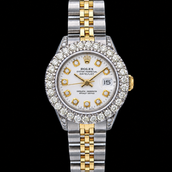 Rolex Datejust 6917 26mm White Diamond Dial Two Tone Watch Jubilee