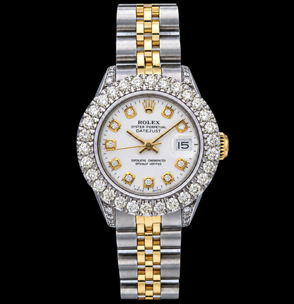 Rolex Datejust 6917 26mm White Diamond Dial Two Tone Watch Jubilee