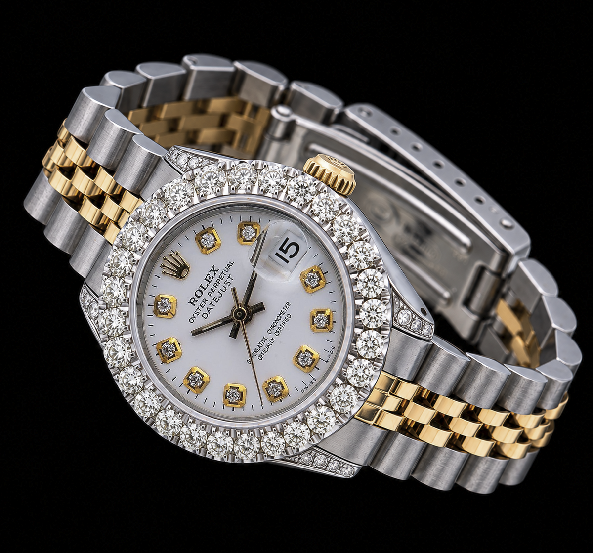 Rolex Datejust 6917 26mm White Diamond Dial Two Tone Watch Jubilee