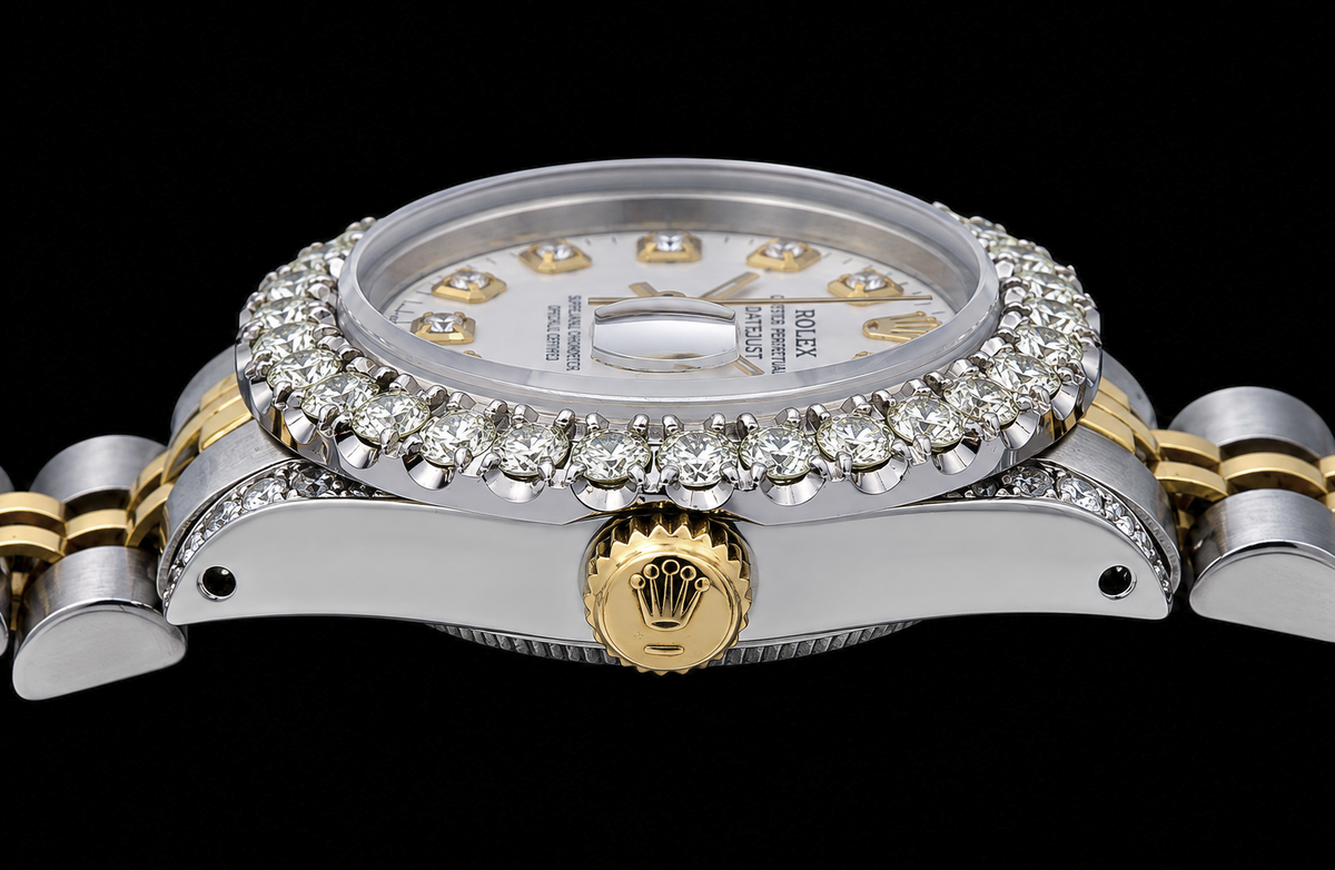 Rolex Datejust 6917 26mm White Diamond Dial Two Tone Watch Jubilee