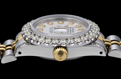 Rolex Datejust 6917 26mm White Diamond Dial Two Tone Watch Jubilee