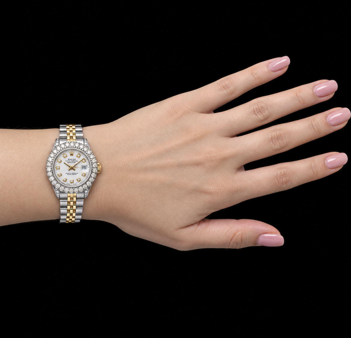 Rolex Datejust 6917 26mm White Diamond Dial Two Tone Watch Jubilee