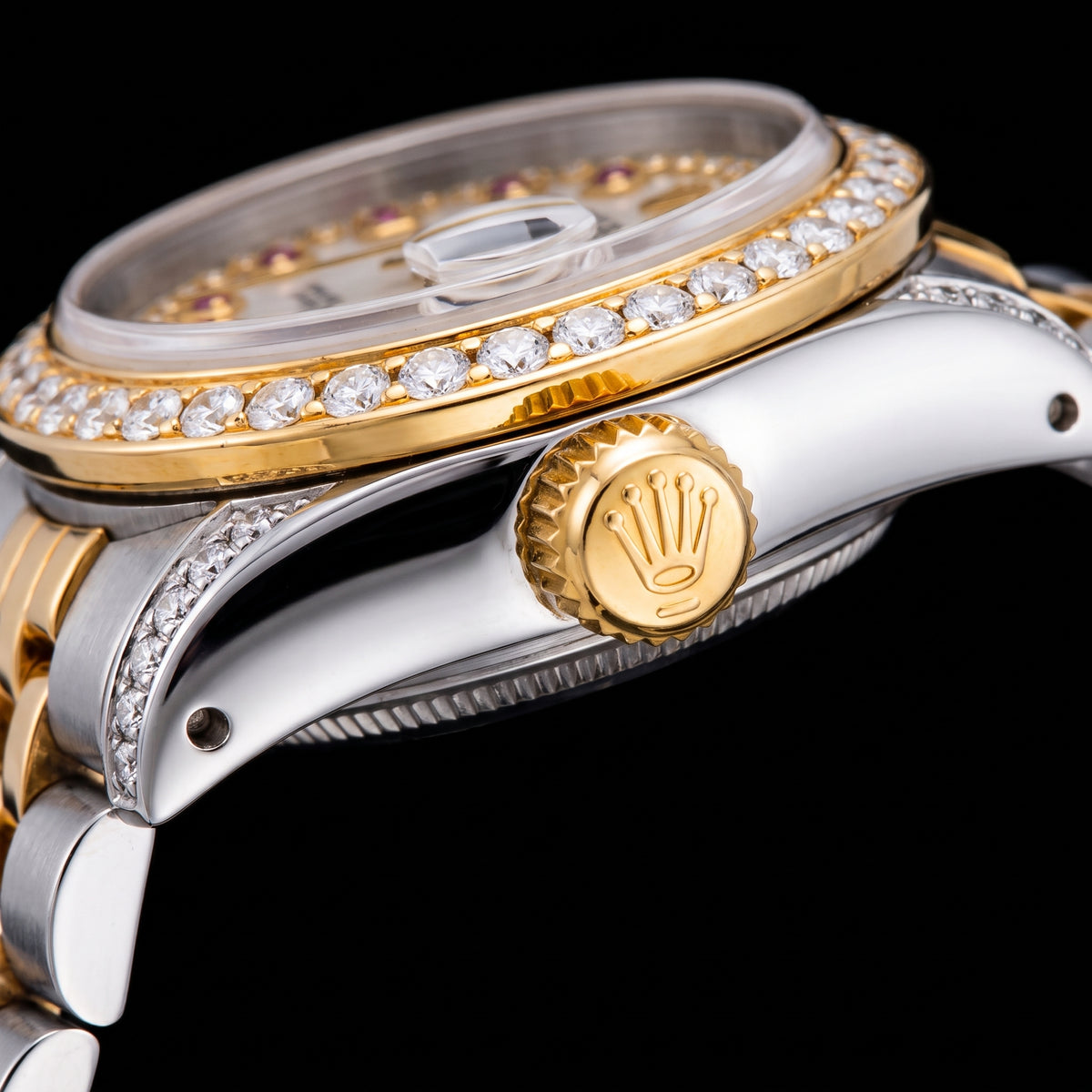Rolex Datejust 6917 26mm White Mother of Pearl Diamond Dial Two Tone Gold Jubilee Bracelet Watch