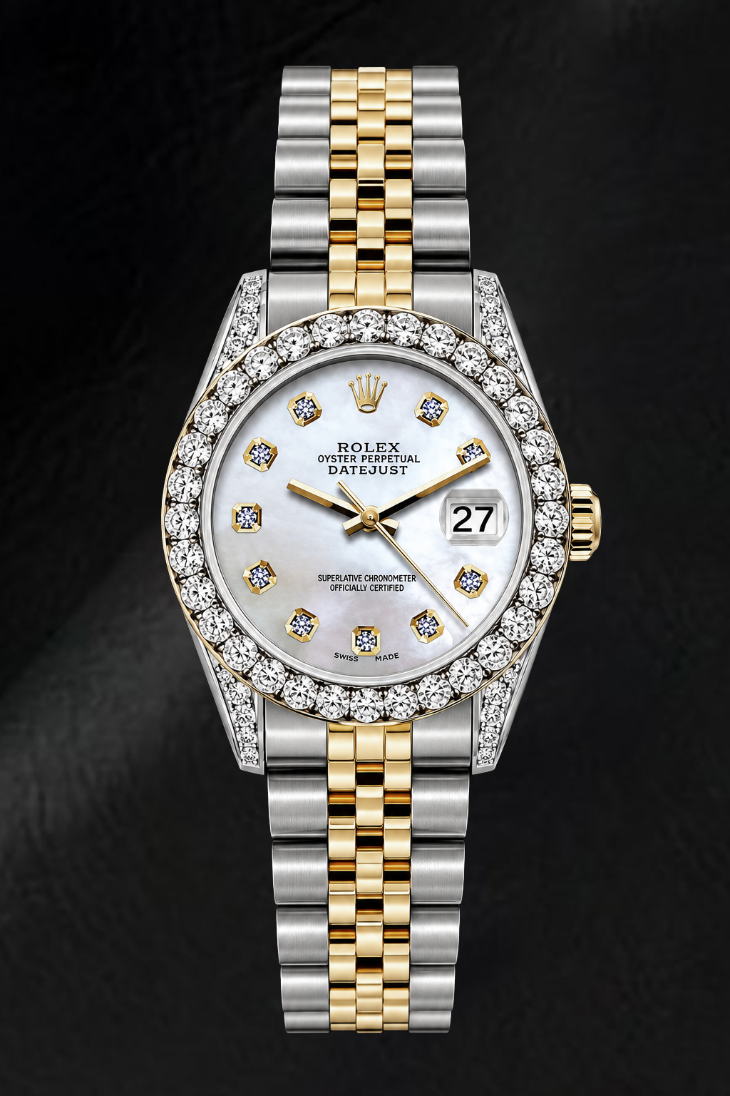 Rolex Datejust 6917 26mm White Mother of Pearl Diamond Dial Two Tone Watch