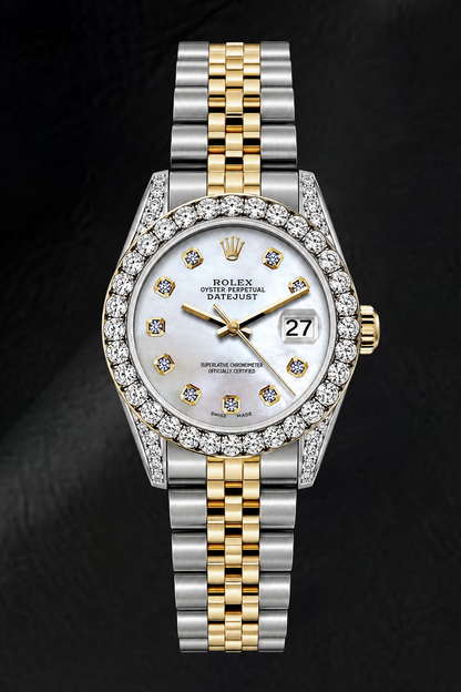 Rolex Datejust 6917 26mm White Mother of Pearl Diamond Dial Two Tone Watch
