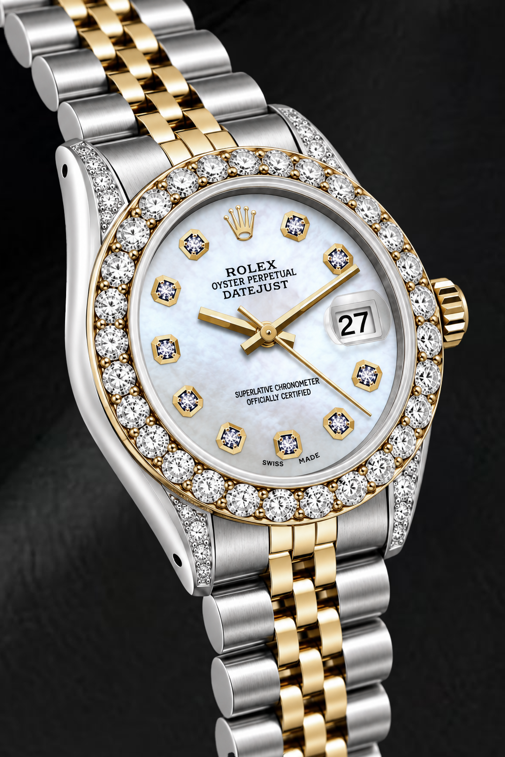 Rolex Datejust 6917 26mm White Mother of Pearl Diamond Dial Two Tone Watch