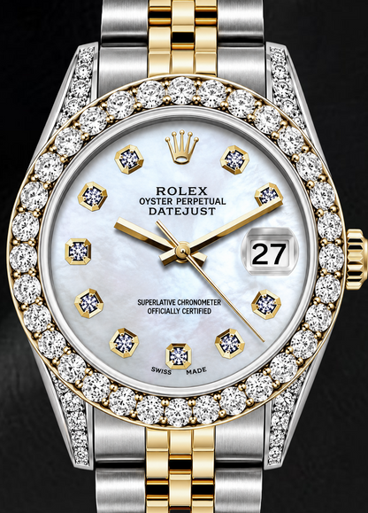 Rolex Datejust 6917 26mm White Mother of Pearl Diamond Dial Two Tone Watch