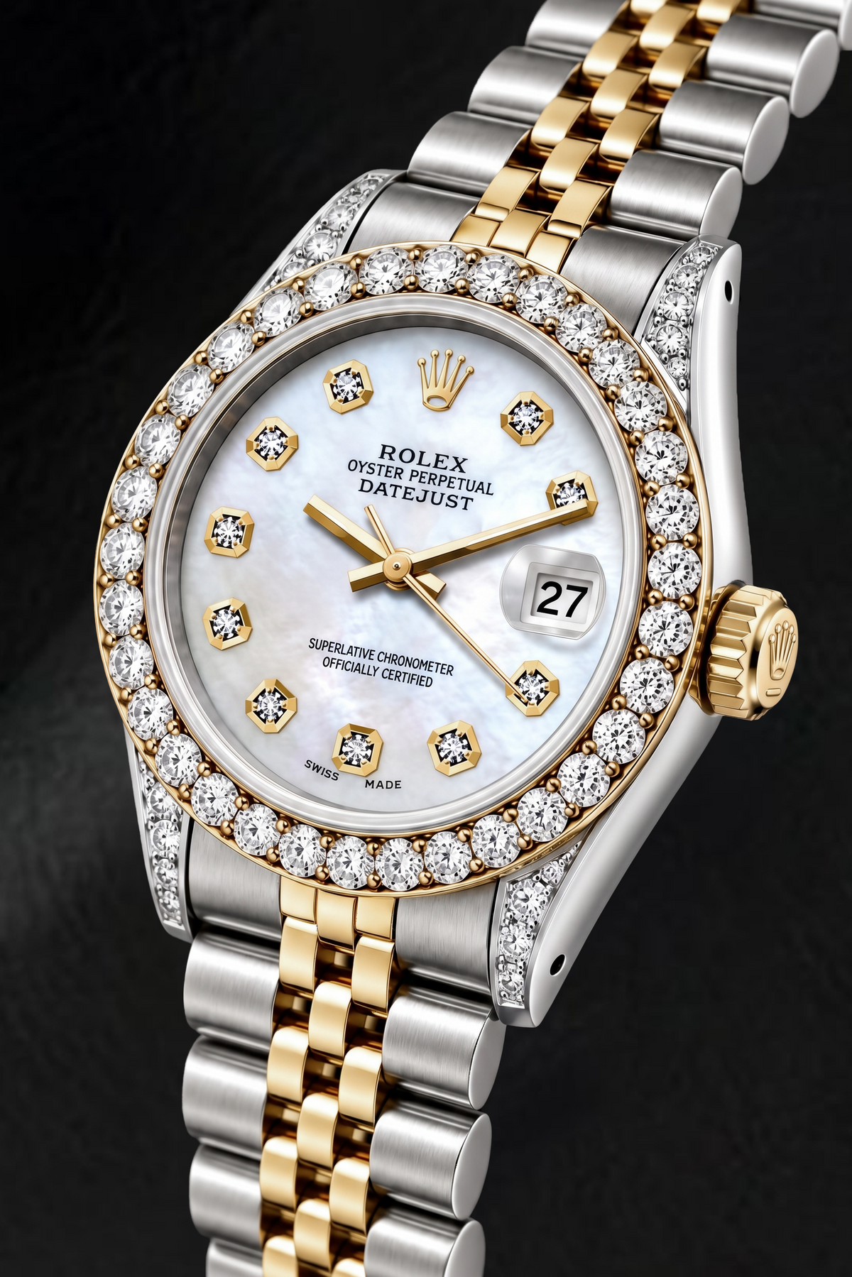 Rolex Datejust 6917 26mm White Mother of Pearl Diamond Dial Two Tone Watch