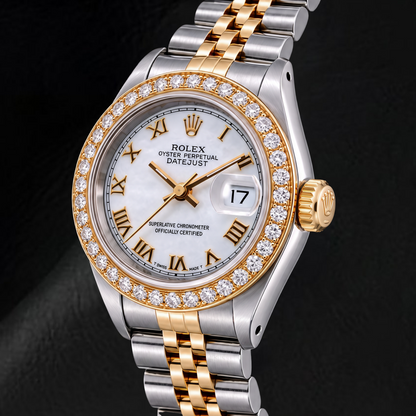 Rolex Datejust 6917 26mm White Roman Dial Two Tone Watch