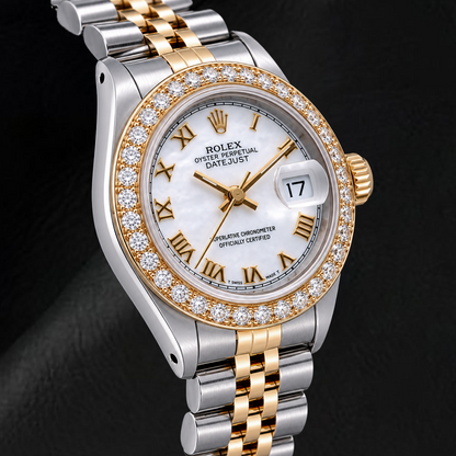 Rolex Datejust 6917 26mm White Roman Dial Two Tone Watch