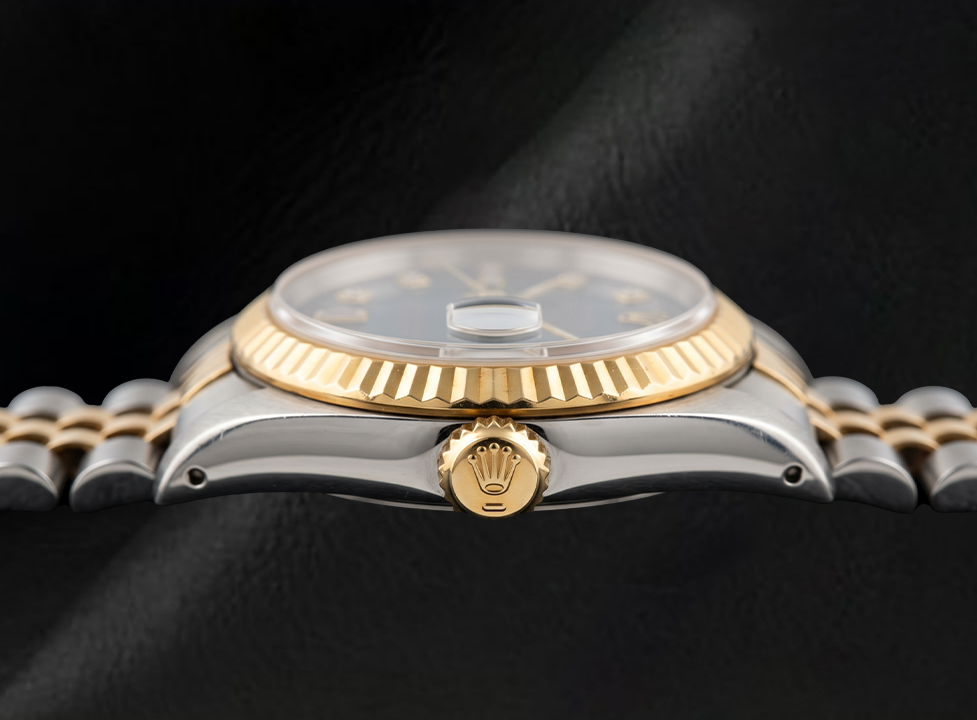 Rolex Datejust 6917 Blue Diamond Dial 26mm Fluted Bezel Two Tone Watch
