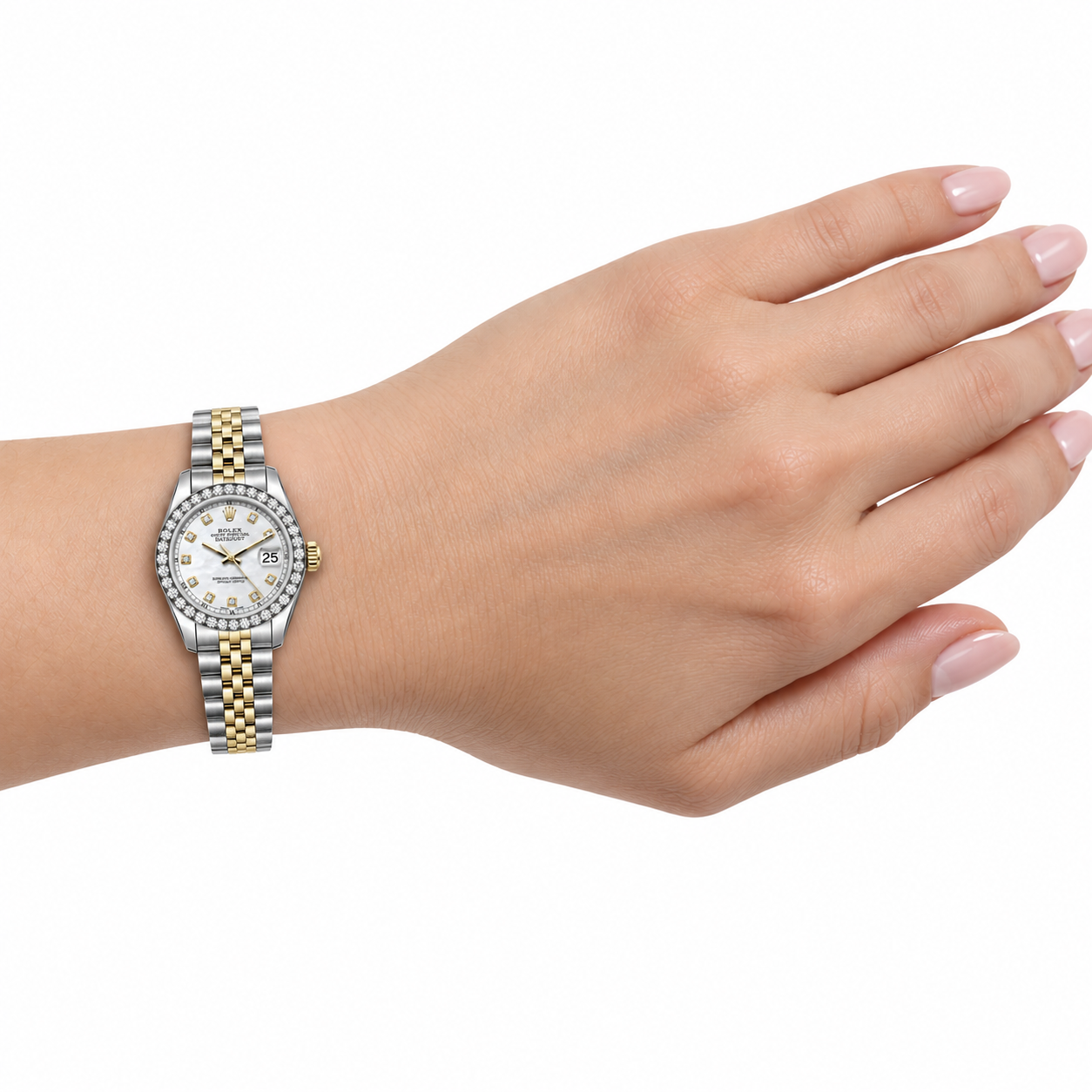 Rolex Datejust 6917 Lady 26mm White Mother Of Pearl Diamond Dial Two Tone Watch
