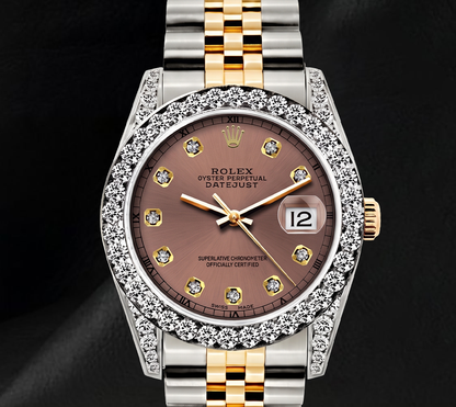 Rolex Datejust 6917 Salmon Diamond Dial 26mm Two Tone Watch