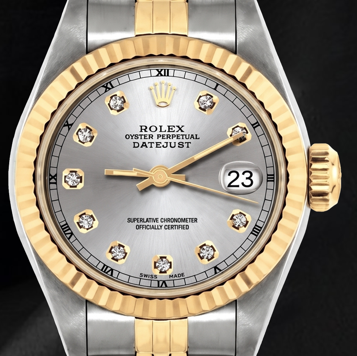 Rolex Datejust 6917 Silver Diamond Dial 26mm Two Tone Watch