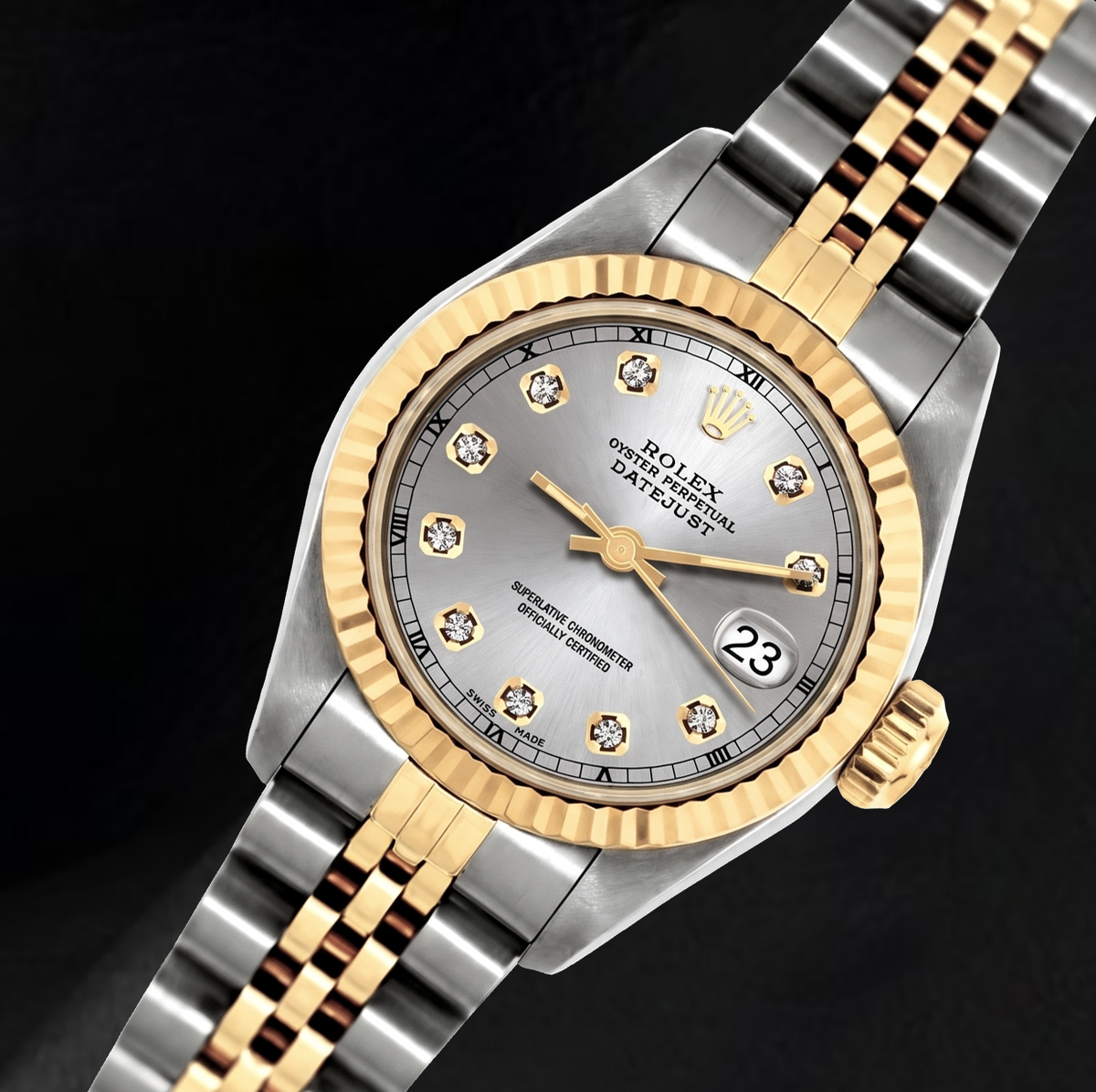 Rolex Datejust 6917 Silver Diamond Dial 26mm Two Tone Watch