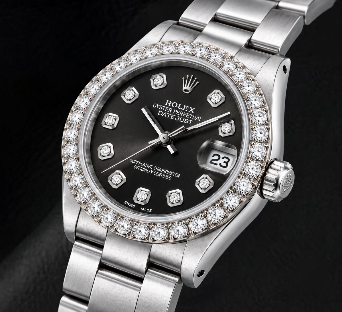 Rolex Datejust 78240 31mm Black Diamond Dial Stainless Steel Watch