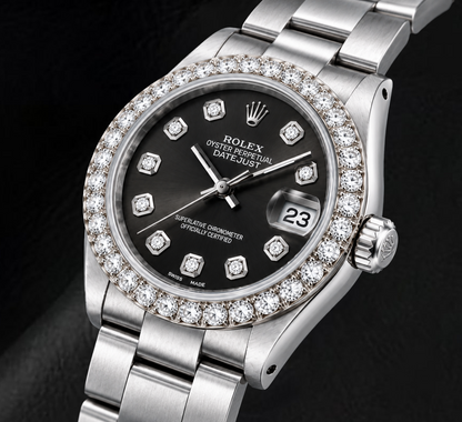 Rolex Datejust 78240 31mm Black Diamond Dial Stainless Steel Watch