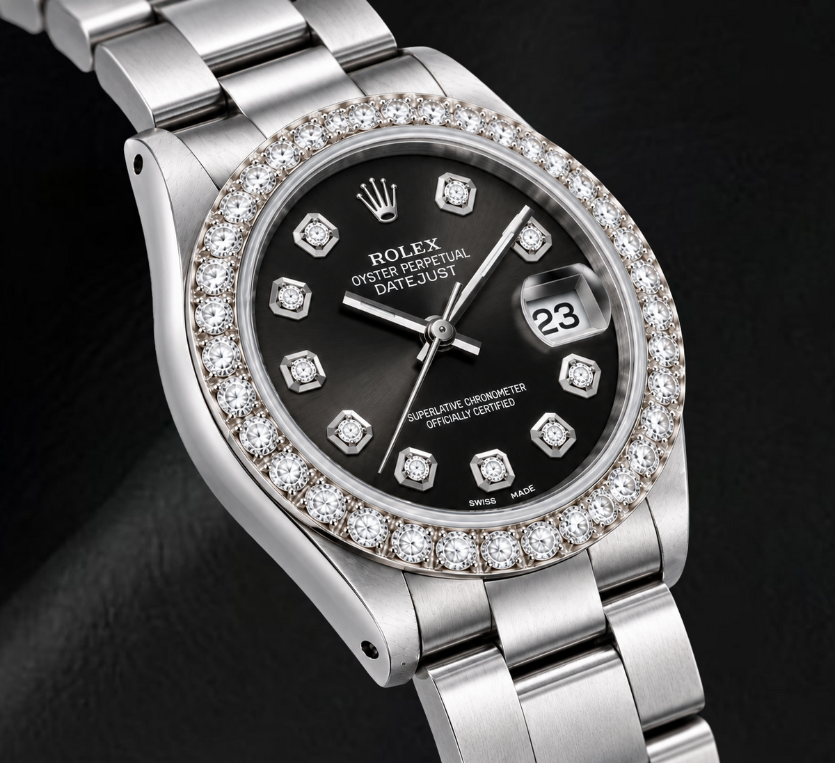 Rolex Datejust 78240 31mm Black Diamond Dial Stainless Steel Watch