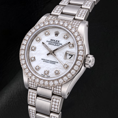 Rolex Datejust 78240 31mm White Mother of Pearl Diamond Dial Stainless Steel Watch